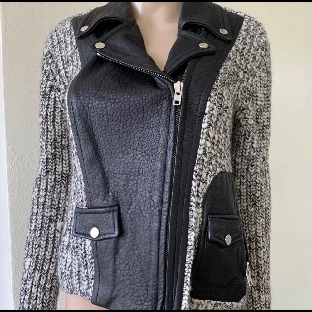 Yigal Azrouel Wool Blend Moto leather jacket Small